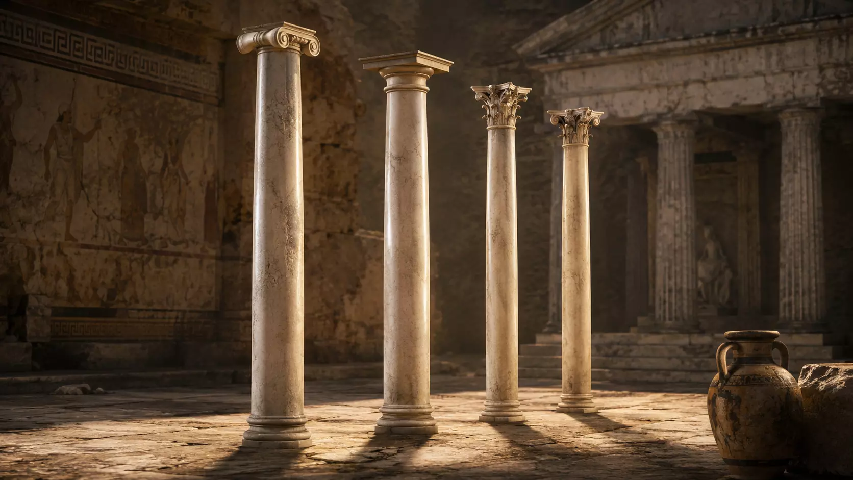 Columns and Fountain 3D Asset